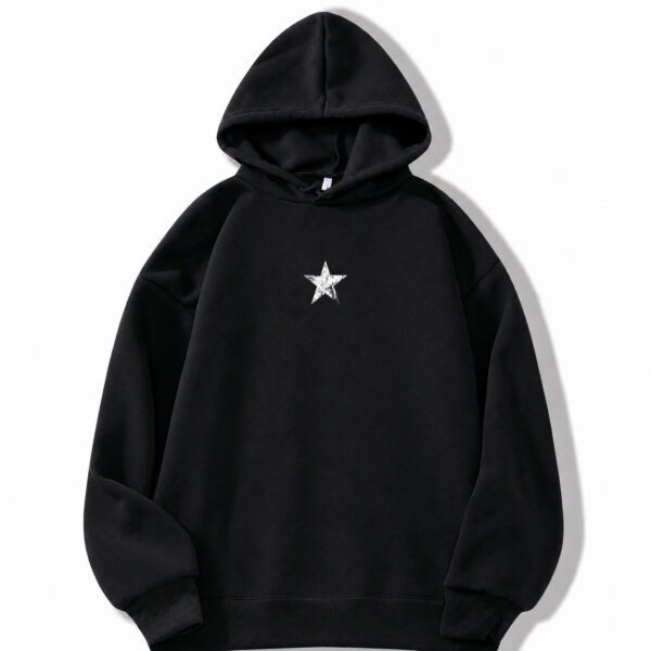 Hoodie Star Negro Blanco – Peppers Street
