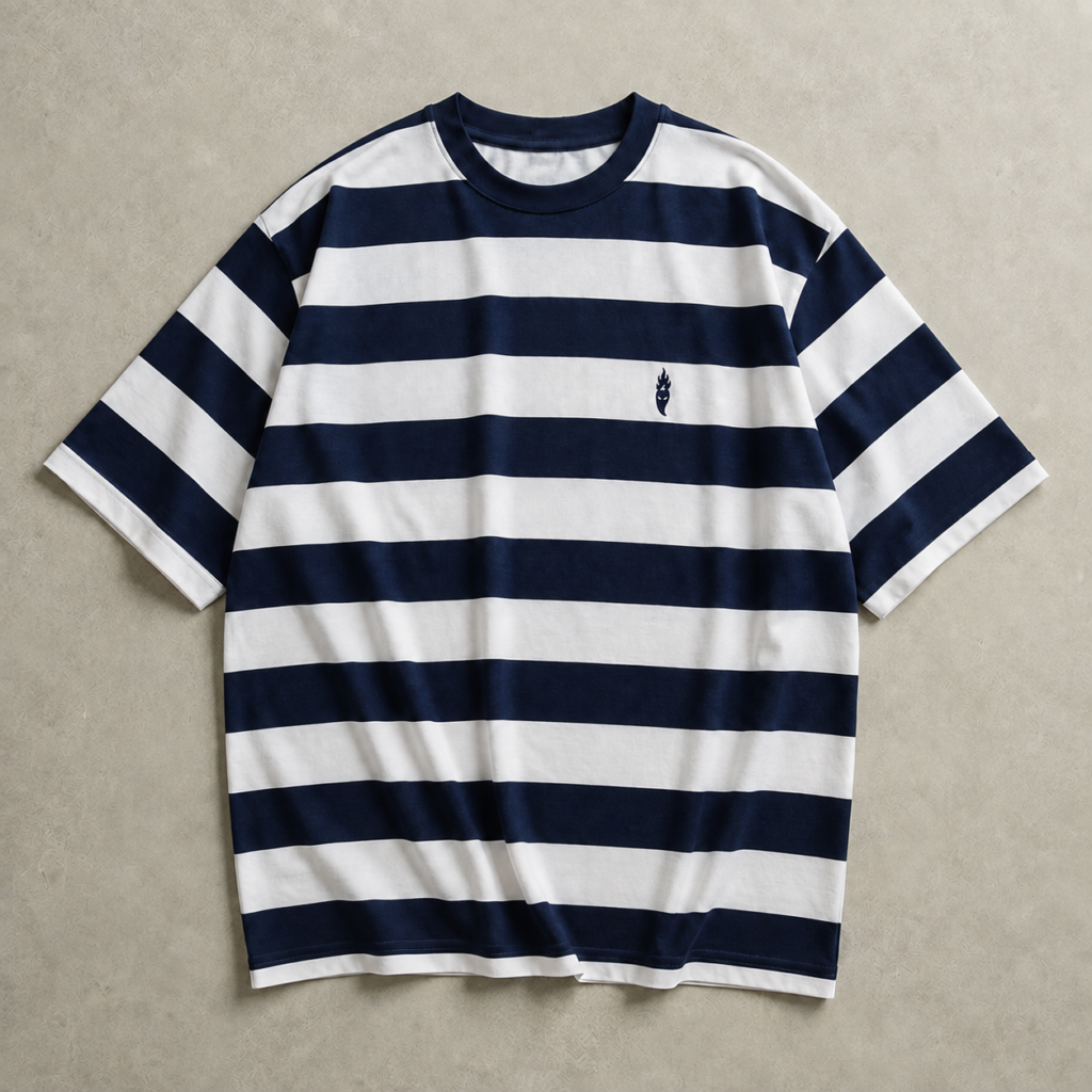 Oversize Navy Old School Azul Blanco